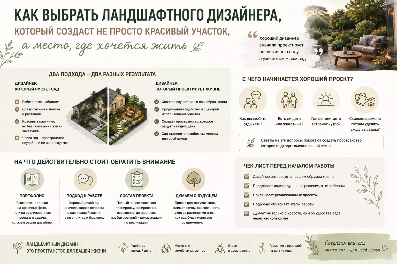 Как выбрать ландшафтного дизайнера, который создаст не просто красивый участок, а место, где хочется жить