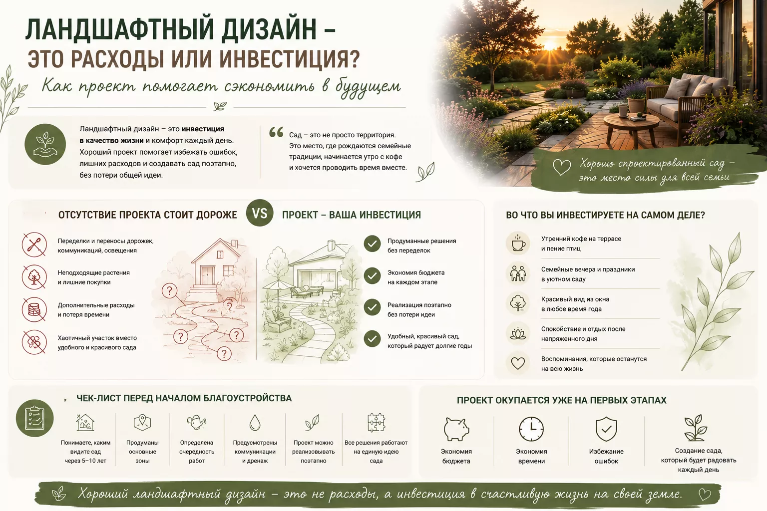 Ландшафтный дизайн — это расходы или инвестиция? Почему хороший проект окупается гораздо раньше, чем кажется