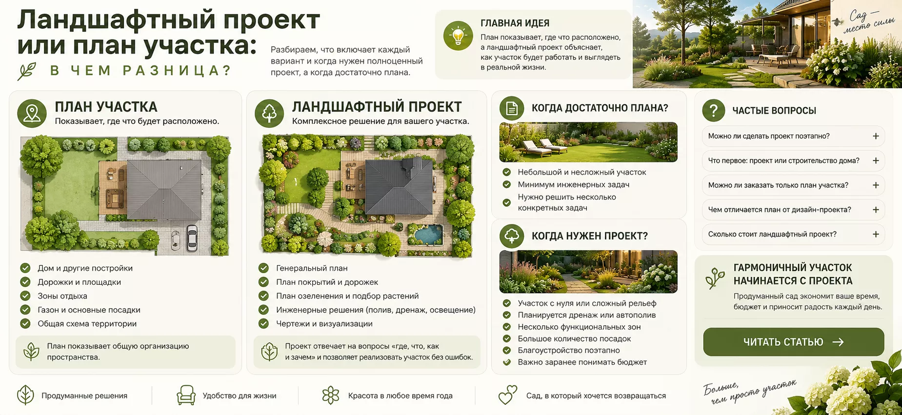 Ландшафтный проект или план участка: в чем разница